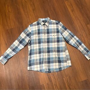 Nordstrom Lightweight Flannel Blue and White Plaid Men's Shirt Size XL
